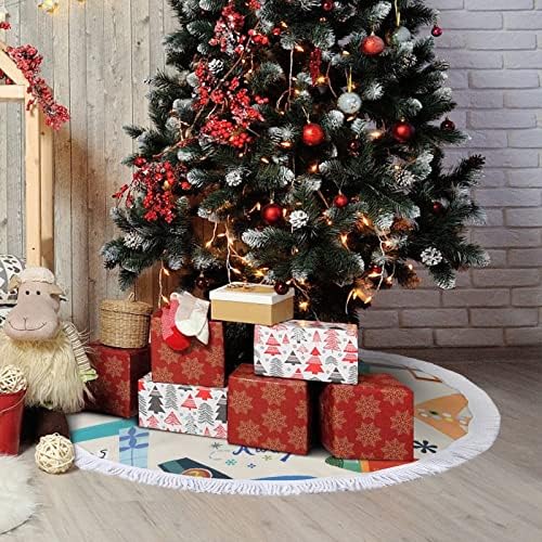 חצאית עץ חג המולד להדפסת מטוס לקישוטים למסיבות חג עם תחרה ציצית