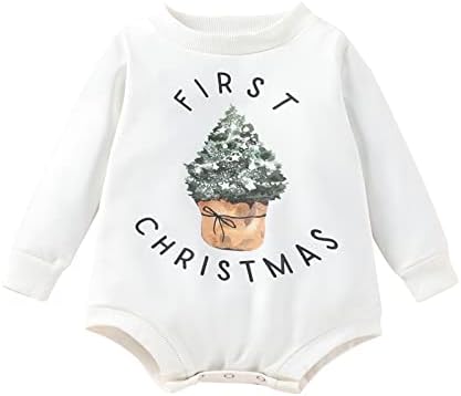 חג המולד ילד תינוקת סווטשירט רומפר שרוול ארוך סוודר סוודר סוודר עליון בגדי חורף סתיו