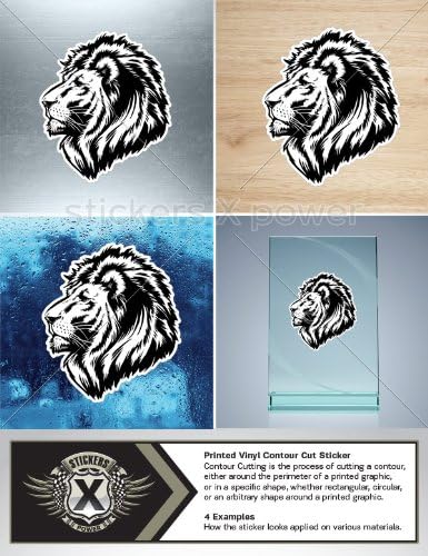 הדפסת צבע אריה כועס x9949 גודל: 5 x 4.4 אינץ 'הדפס צבע ויניל