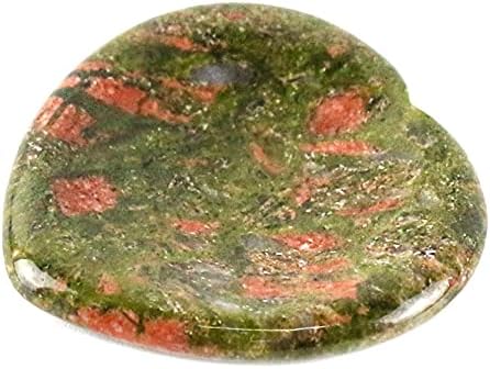 אבן דאגה של 1.5 אינץ ', אבן דאגה, צורת לב מגולפת כיס אבן חן דקל צ'אקרה טבעית רייקי ריפוי קריסטלים טיפול