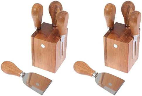 מוטון תשמיש סט 2 יחידות מגנטי סכין בלוק מחזיק מתלה עץ מגנטי בלוק סטנד טבעי עץ סכין בלוק עם ארבעה צדדי מגנטים עבור