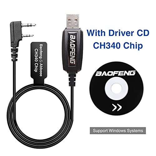 כבל תכנות USB של Baofeng לרדיו UV-5R BF-F8HP GT-3TP BF-R3 BF-888S BF-82HP UV-S9 פלוס עם תקליטור מנהל התקן