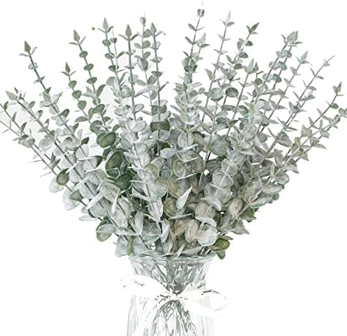 Zifty 36pcs 15 גבעולי אקליפטוס מלאכותיים צמחים מזויפים פו ירוק חתונה עלים אקליפטוס ענפים לעיצוב פרחים לחתונה