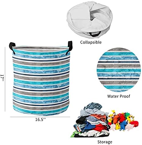 סל כביסה גדול בצבע כחול אפור בצבעי מים, סל כביסה עמיד למים לבגדי תינוקות, סלי כביסה מתקפלים בצבע אפור