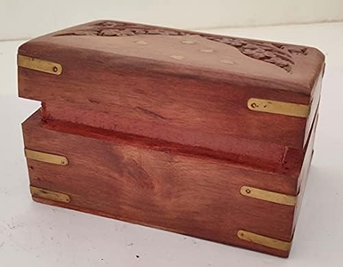 קופסת תכשיטים מעץ Sharvgun שרשרת קופסאות אחסון תא אחד, מארגן תכשיטים של מחזיק אנטל-3x3.5x5.5 ב
