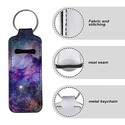גלקסי חלל ניאופרן מחזיק מפתחות מחזיק מפתחות עם מתכת טבעת עבור נשים בנות מתנות 1 מארז ניאופרן שפתון נייד