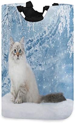 אלזה חורף קרח חתול חתלתול סניף עץ כביסה סל סל אחסון גדול סל עם ידיות עבור סלי מתנה, שינה, בגדים
