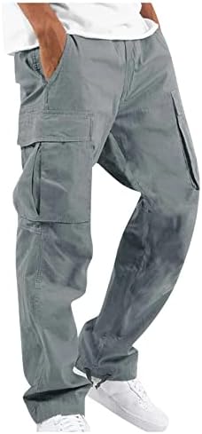 מכנסי מטען אופנה לגברים מוצקה רגילה בכושר סתום ספורטטי אלסטי אלסטי ספורט מכנסי טרנינג חיצוניים מכנסיים