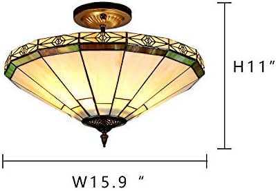 קפולינה טיפאני תקרת אור 2 אור 16 סנטימטרים רחב קרם סגנון מוכתם זכוכית חצי סומק הר תקרת מנורת עבור