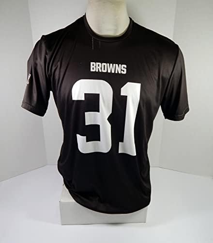 קליבלנד בראונס 31 משחק השתמש בראון אימון חולצת אימון ג'רזי L DP45245 - משחק NFL לא חתום משומש גופיות
