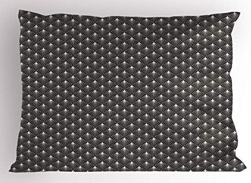 Ambesonne Art Deco Pillow כרית בושה, נושא גיאומטרי קווי פרץ עם רשת רומבוס בעיצוב מונוכרום, ציפית כרית