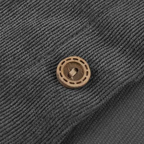 חולצות קורדרוי לגברים של ווקאצ'י, כפתור אופנה קפיצי מטה צווארון צווארון צווארון שרוול ארוך חולצה מזדמנת