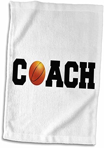 מאמן רוז תלת מימד אותיות שחורות עם כדורסל על רקע לבן TWL_192405_1 מגבת, 15 x 22, רב צבעוני