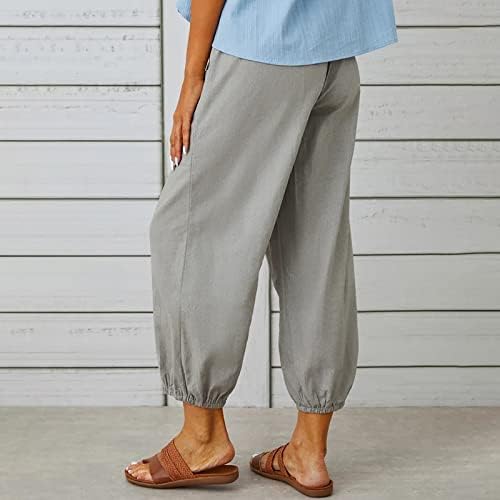 Meymia Summer Womens Pinen Pinen מכנסיים מכנסיים מותניים גבוהים מכנסי מותניים מכתים עם כיסים