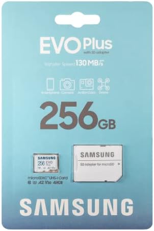 סמסונג 256GB מיקרו SD Evo פלוס לסמסונג טלפון עובד עם גלקסי A20s, A20, A10, A70 SDXC שיעור 10 A2