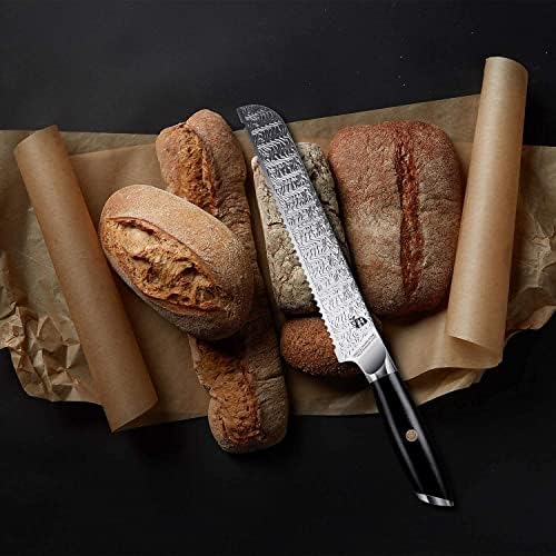 סכין שף טואו-8 אינץ 'וסכין לחם 8 אינץ' - סכין לחם משוננת פרו סכין חיתוך לחם מטבח, מזויף אוס-8 נירוסטה יפנית