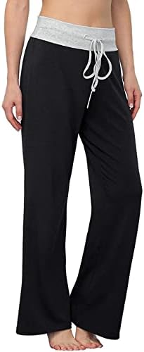 ג ' ורסה מטען מכנסיים נשים, עלייה גבוהה מכנסיים מכנסיים ישר רגל יוגה מכנסיים שרוך אלסטי מותניים יוגה