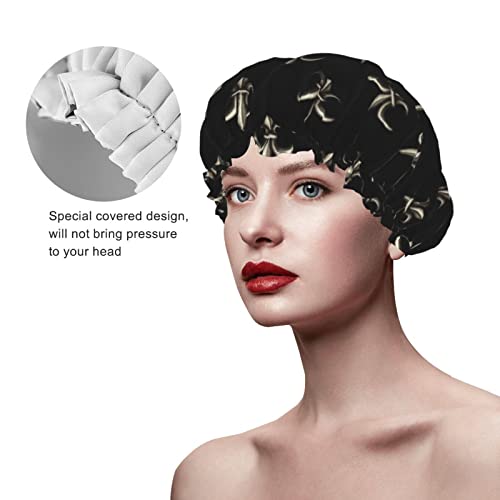 נשים לשימוש חוזר כובע שיער שולי כסף שחור פלר-דה-ליס שכבות כפול