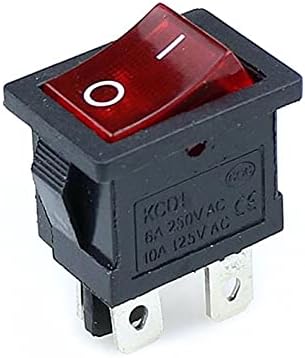 DJDLFA 1PCS KCD1 מתג נדנדה מתג הפעלה 4PIN ON-OFF 6A/10A 250V/125V AC AC אדום צהוב צהוב כפתור שחור