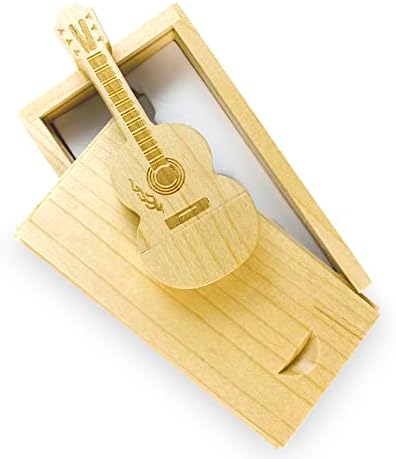 גיטרה בצורת 32 ג'יגה -בייט USB 3.0 כונן הבזק עם קופסת מתנה מעץ מייפל של מכסה הזזה טטמוהיק מקל זיכרון