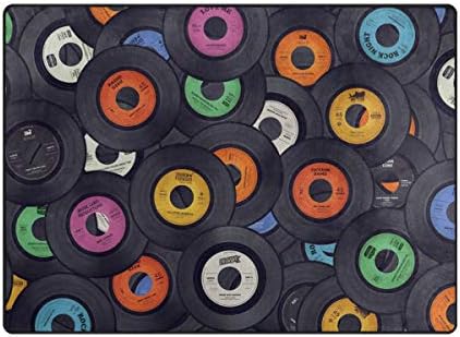 Alaza Vinyl Records מוזיקה דיסקים צבעוניים אזור רך ללא החלקה שטיח שטיח רחיץ לסלון חדר שינה 1 חתיכה 4x5 רגל