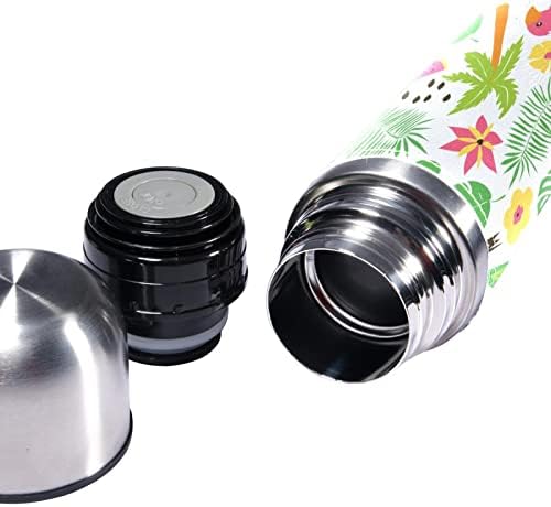 SDFSDFSD 17 גרם ואקום מבודד נירוסטה בקבוק מים ספורט קפה ספל ספל ספל עור מקורי עטוף BPA בחינם, פרחים טרופיים