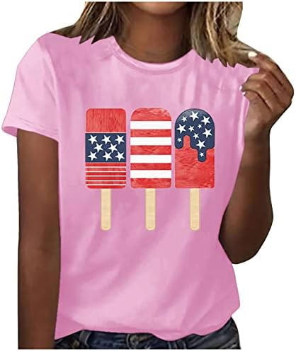 חולצות יום העצמאות נשים קיץ צמרות מגניבות חולצת טריקו גרפית מצחיקה חולצות חמודות חמודות שרוול קצר צוואר צוואר