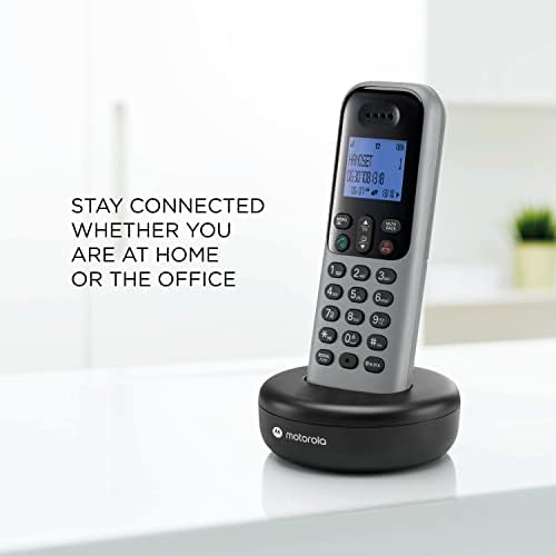 מוטורולה קול T601 מערכת טלפון אלחוטית עם מכשיר טיפש דיגיטלי + מכונה מענה, בלוק שיחה - אפור כהה