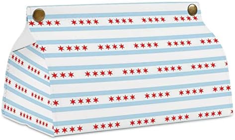 כיסוי קופסאות רקמות דגל שיקגו מכסה מפיות עור מודרניות של רקמות קוביית רקמות לעמדות ליל אמבטיה רכב