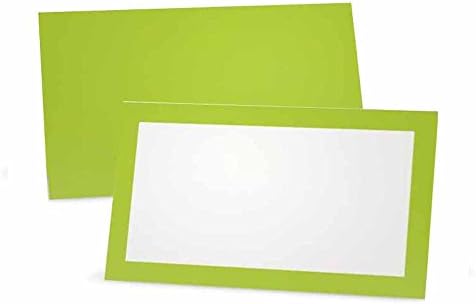 סיד ירוק כרטיסי מקום-שטוח או אוהל-10 או 50 חבילה - לבן ריק קדמי עם מוצק צבע גבול-מיקום שולחן
