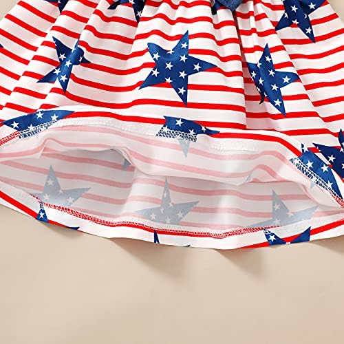 תינוקת פעוטות תינוקת 4 ביולי שמלה פרוע פרוע קשת קשת ללא שרוולים דגל אמריקאי דגל הדפס חצאית הדפס עצמאות