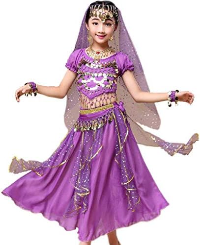 נערת נערת ריקוד בטן נצנץ תלבושת ריקוד הודי ליל כל הקדושים ללבוש מערכות קרנבל