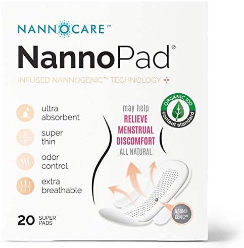 Nannopad Super - כותנה אורגנית מוסמכת - באופן טבעי מקלים על אי הנוחות שלך - ללא ניחוחות, כימיקלים