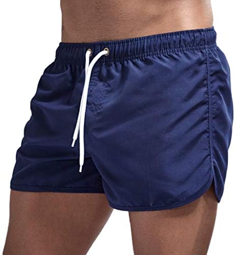 גברים מונחים מכנסיים קצרים נוחים ומוצקים מהירות יבש יבש ספורט ספורט קיץ תחתון כושר רגיל מכנסי שחייה חוף עם