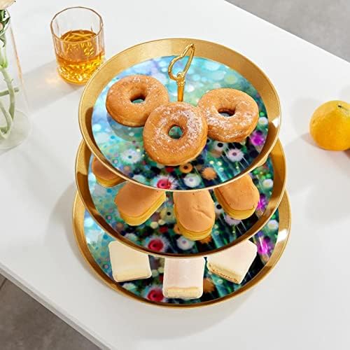 עוגת עומד סט של 3, צבעוני שן הארי ובועות עוגת הכן תצוגת שולחן קינוח דוכן הקאפקייקס לחתונה תינוק מקלחת חגיגה