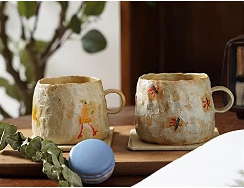 גרטד סורק-רטרו רטרו קפה כוס קפה, כף, צלוחית, כוס בעבודת יד יפנית, כוס תה ביתית, כוס מים כף יד