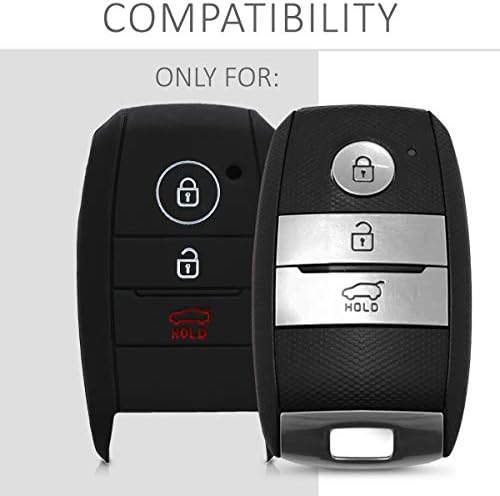 כיסוי פוב מפתח סיליקון קווומוביל תואם עם קאיה 3 כפתור רכב מפתח חכם מפתח - פס ראלי אדום / שחור