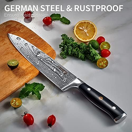 סכין שף טופפיל-סכין מטבח בגודל 8 אינץ', סכין חדה גרמנית מפלדת אל חלד גבוהה, סכין בשר מקצועית