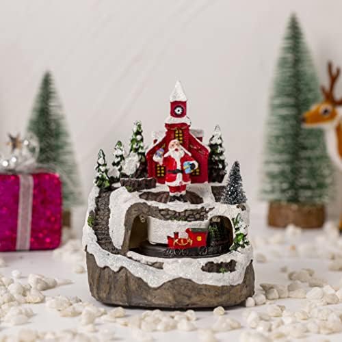 בית מואר מואר לחג המולד עם שרף מוסיקה כפר חג המולד מיני לבני שלג בניין פיות מיני גן צלמית לגן לשולחן חג עיצוב