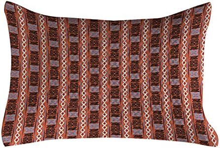 כיסוי כרית מרופד של אמבסון שבטי, רקע צבעוני חם עם קווי רומבוס תרבות ומערבולת, כיסוי כרית מבטא סטנדרטי