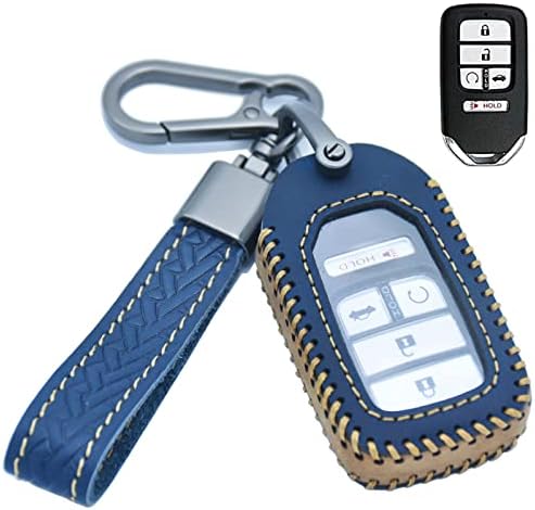 Yubomt לכיסוי פוב מפתח הונדה, מארז מפתח עור אמיתי עם מחזיק מפתחות עבור הונדה אקורד Civic CRV