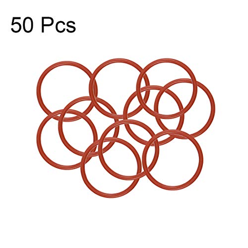 טבעת O-טבעת סיליקון uxcell, OD 19 ממ, מזהה 16 ממ, רוחב 1.5 ממ, אטם טבעות חותם VMQ, אדום, חבילה של 50