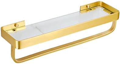 ERDDCBB מדף זכוכית אמבטיה ללא קידוח מדפי מקלחת מלבניים מדף אמבטיה מזג מזג מארגן אחסון קאדי מארגן זהב