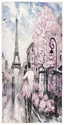 זוג רומנטי של אלזה בסצנת רחוב פריז מגבת יד יוגה כושר כותנה פנים כותנה מגבות ספא ​​סופגת רב תכליתית למטבח אמבטיה