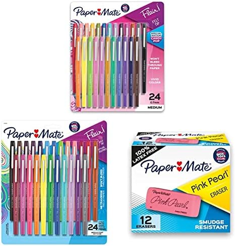 עטים של קצה הרגישים בן זוג נייר עטים של פלייר פלייר, נקודה בינונית, מגוון, 24 ספירה & קצה קצה קצה