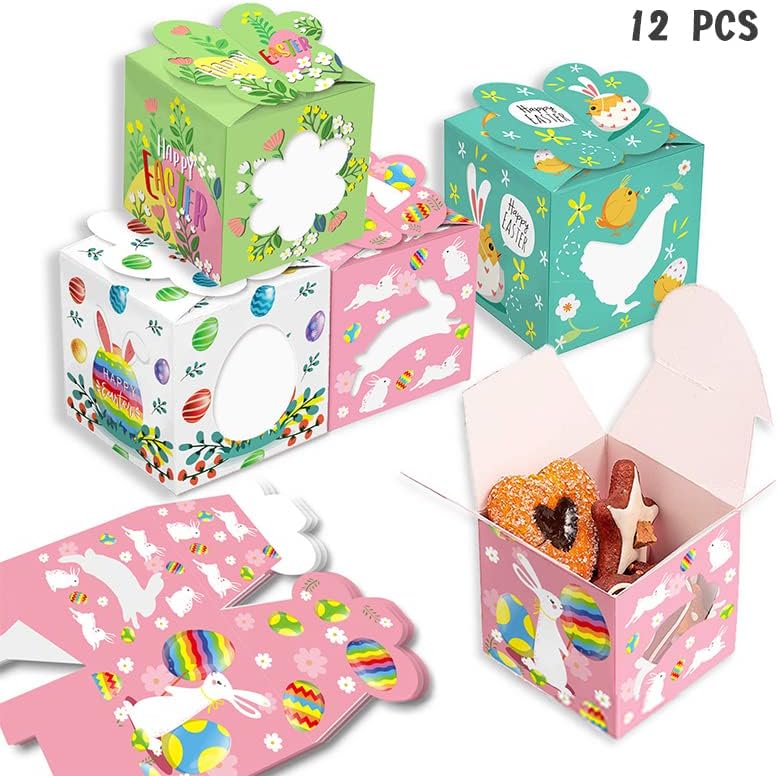 1 יחידות 12 יחידות קופסות פינוק פסחא צבעוני ארנב ביצת צורת מתנות תיבת סוכריות קוקי גודי פסחא ביצת מיכל לילדים