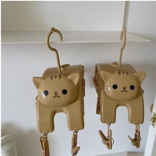 קליפים מקלב חמוד קריקטורה חתול מקלב עם 10 פג פלסטיק מקורה גרב מייבש עבור תחתוני בגדי שומר מקום קולב