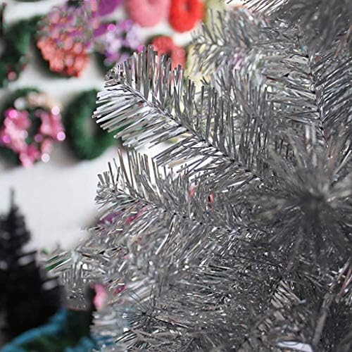 ZYZMH טינסל כסף מלאכותי עץ חג המולד קישוט לחג, עץ קישוט לא חג המולד לא מנותק עם מתכת מוצקה מתקפלת-ירוקה