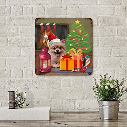 מתנת גרב לחג המולד כלב חיות מחמד וינטג 'שלט מתכת דפסי אמנות מתכת הדפסים שלט פלאק חדר כפרי קיר