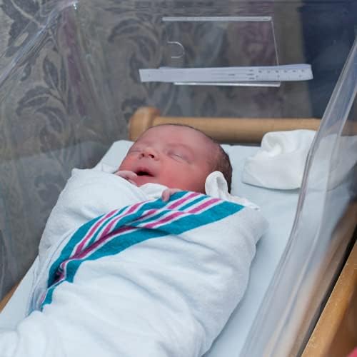 טקסטיל לינטום מקבל שמיכות תינוקות בבית חולים, כותנה, לבן קלאסי עם פסים כחולים ורודים